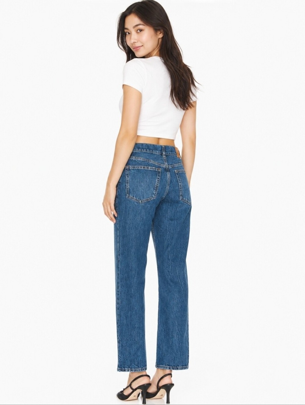 Anine Bing Women's Benson Jeans Marine Blue Straight Leg Size 26 - Picture 3 of 16